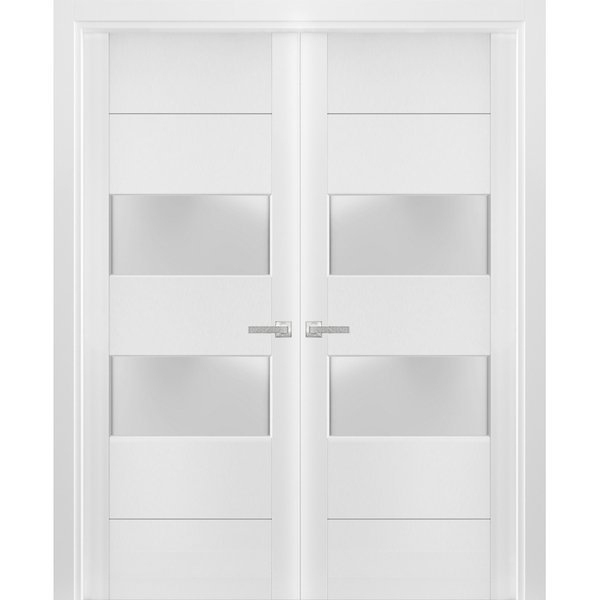Sartodoors Double French Interior Door, 36" x 80", White LUCIA4010DD-BEM-36